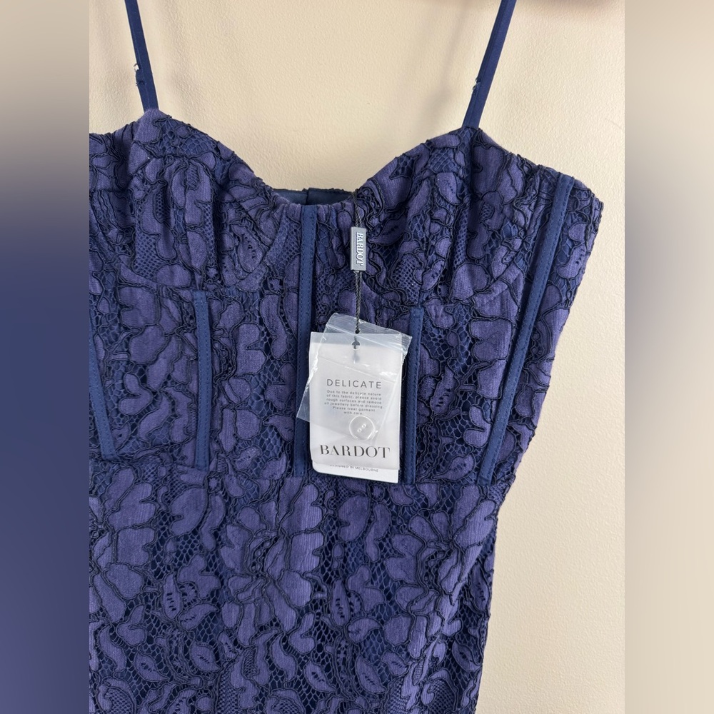 Bardot Florence Midi Lace Dress in Navy - Picture 6 of 8